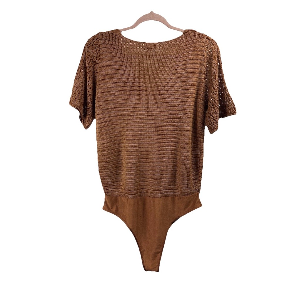 Gimmick by BKE Copper Ribbed Bodysuit M Cottagecore Boho Festival Fall Knit - Picture 6 of 10